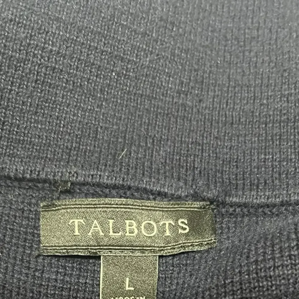 Talbots Navy Blue Zip Up Knit Jacket- Women's Size Large